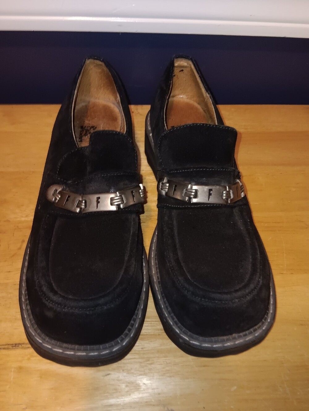 John Fluevog Rare Logo Suede Loafers Size 8